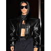 Teyana Taylor Shiny Black Leather Jacket