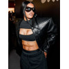 Teyana Taylor Shiny Black Leather Jacket