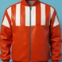 Retro Striped Bomber Leather Jacket