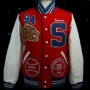Men White and Red Supreme Letterman Jacket 