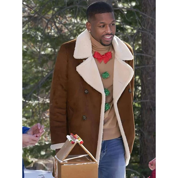 12 Dates of Christmas Alex Myers Brown Leather Coat