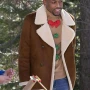 12 Dates of Christmas Alex Myers Brown Leather Coat