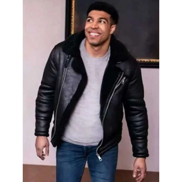 12 Dates of Christmas Chad Savage Black Leather Jacket