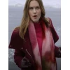 A Bills Love Story 2025 Holland Roden Maroon Wool Coat
