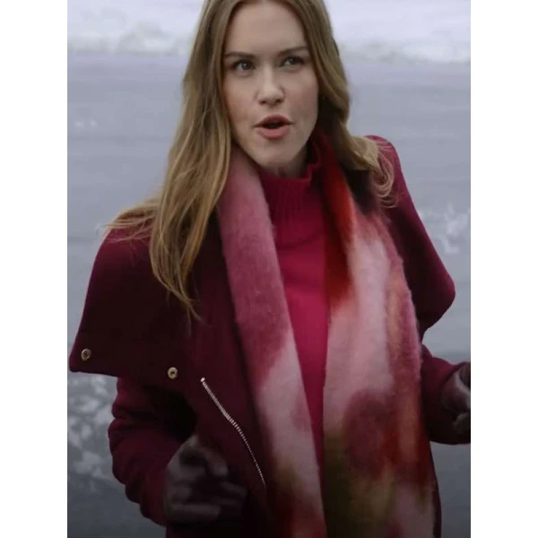 A Bills Love Story 2025 Holland Roden Maroon Wool Coat