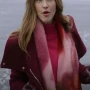 A Bills Love Story 2025 Holland Roden Maroon Wool Coat