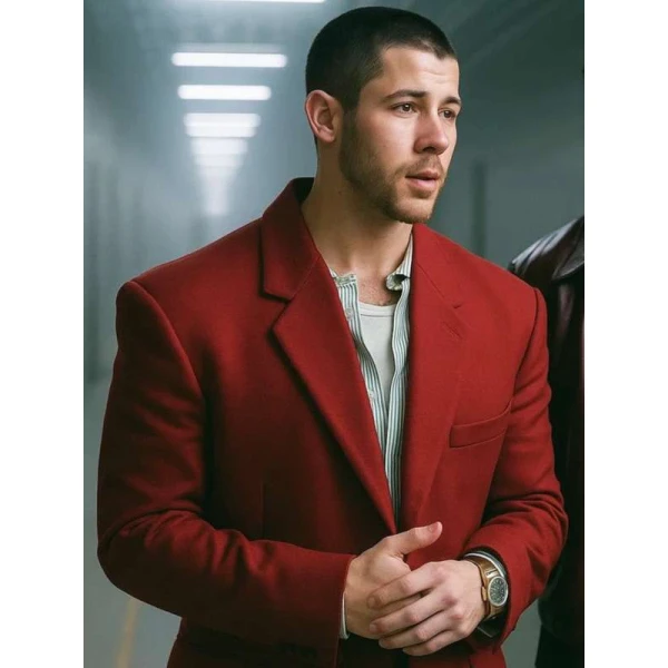 A Very Jonas Christmas Movie Nick Jonas Red Blazer