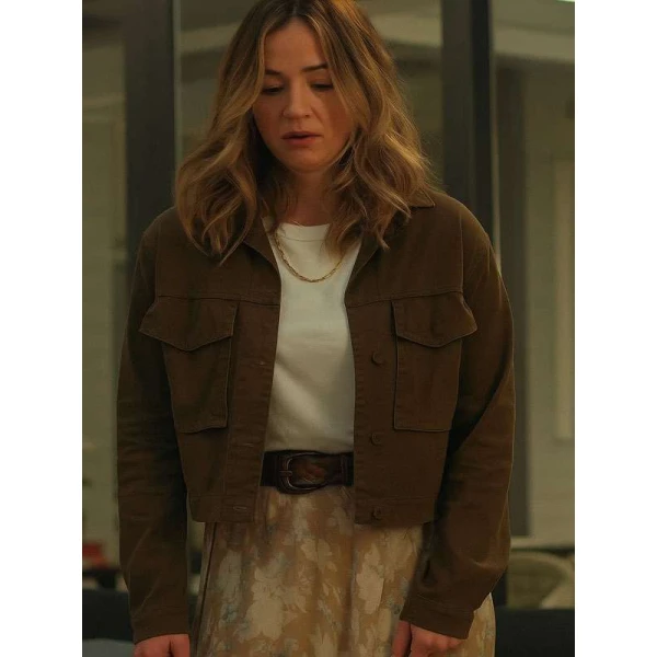 Abby Elliott All Her Fault Brown Jacket