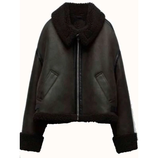 Abby Elliott All Her Fault Shearling Leather Jacket