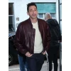 Adrien Brody Maroon Bomber Leather Jacket Adrien Brody Maroon Bomber Leather Jacket