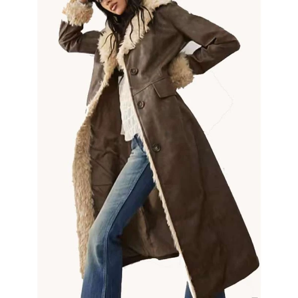 Aimee Lou Wood Daddy Issues Shearling Leather Coat