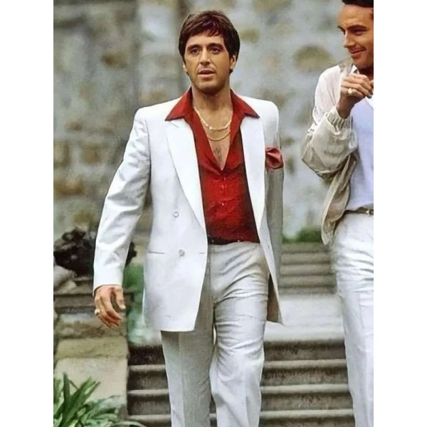 Tony Montana white suit and red shirt
