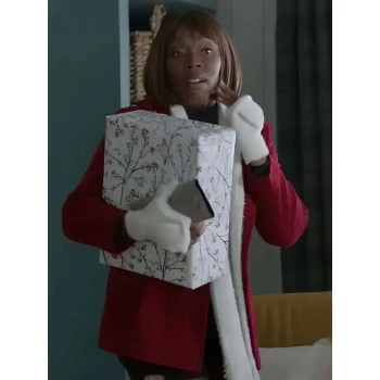 Aleta Myles Christmas On Duty Red Hooded Coat