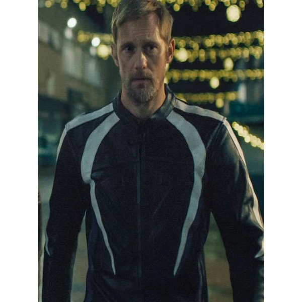 Alexander Skarsgård Pillion Black Leather Jacket