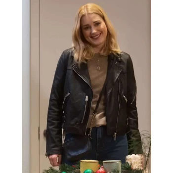 Alexandra Breckenridge My Secret Santa Black Leather Jacket