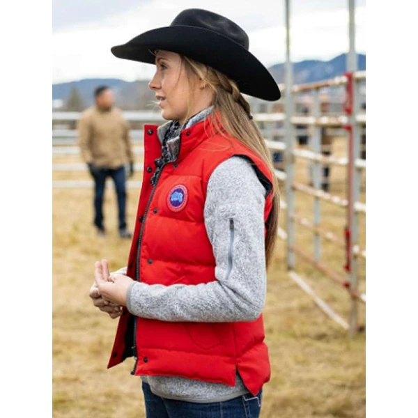 Amy Fleming Heartland Red Puffer Vest Amy Fleming Heartland Red Puffer Vest