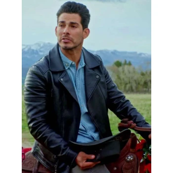 Angel Garet Finding Mr. Christmas Black Leather Jacket