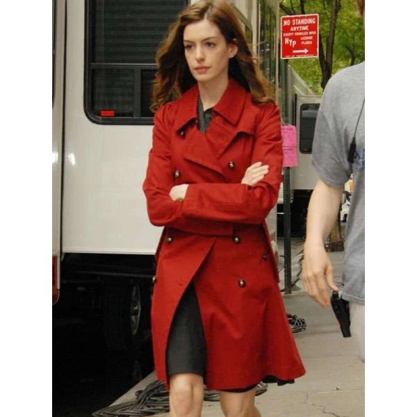 Anne Hathaway Red Trench Coat Anne Hathaway Red Trench Coat