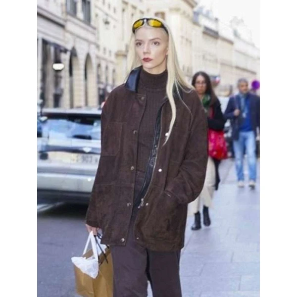 Anya Taylor-Joy PFW Suede Leather Jacket