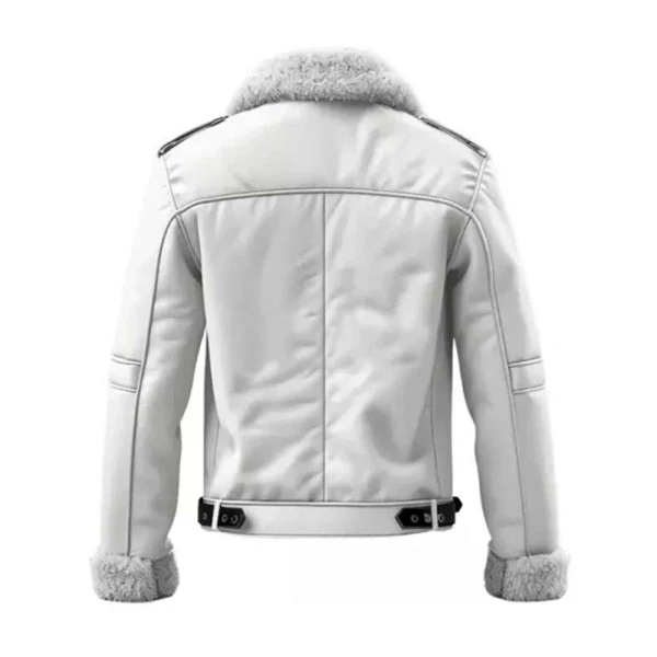 B3 White Shearling Leather Jacket