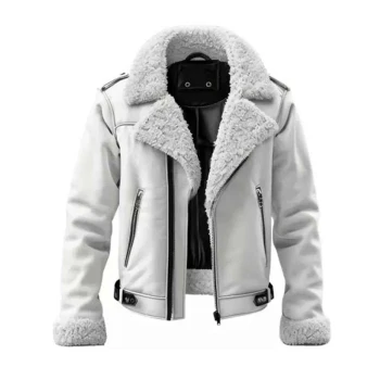 B3 White Shearling Leather Jacket