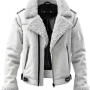 B3 White Shearling Leather Jacket