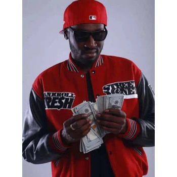 Bankroll Fresh Street Money red and black Varsity Jacket Bankroll Fresh Street Money red and black Varsity Jacket