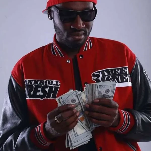 Bankroll Fresh Street Money red and black Varsity Jacket Bankroll Fresh Street Money red and black Varsity Jacket