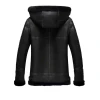 Black Leather Aviator Jacket for Men