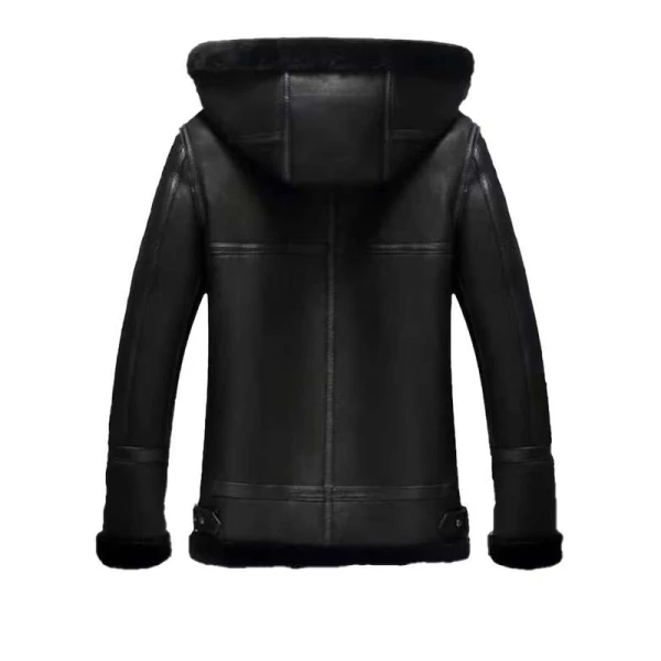 Black Leather Aviator Jacket for Men