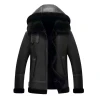 Black Leather Aviator Jacket for Men