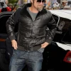 Brad Pitt Black Bomber Shearling Jacket
