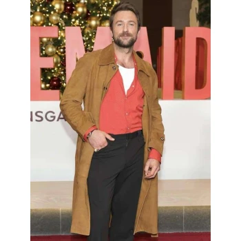 Brandon Sklenar The Housemaid New York Screening Brown Coat