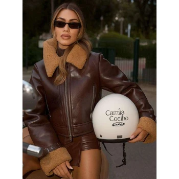 Camila Coelho Rome Shearling Leather Jacket