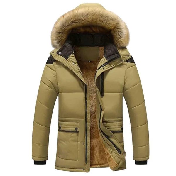Casual Warm Puffer Jacket with Faux Fur Hood