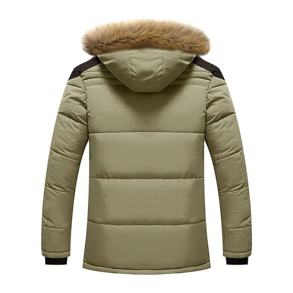 Casual Warm Puffer Jacket with Faux Fur Hood