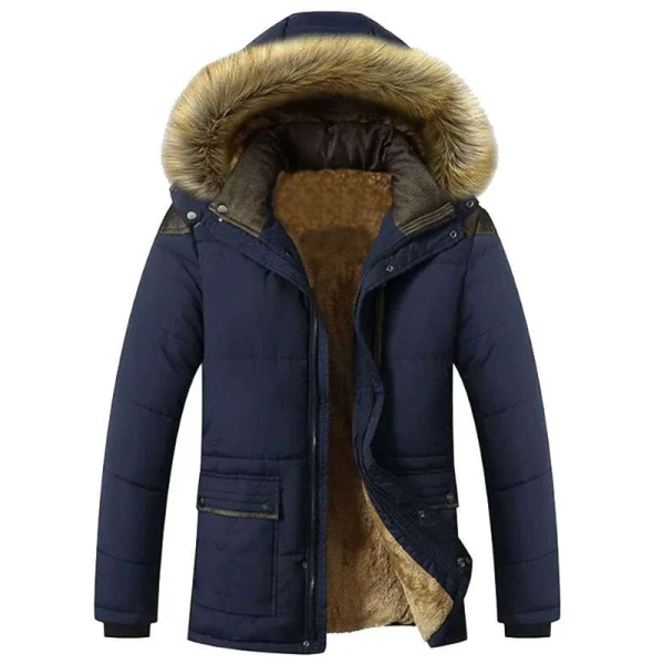 Casual Warm Puffer Jacket with Faux Fur Hood
