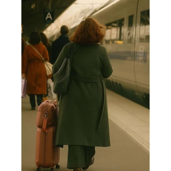 Champagne Problems 2025 Minka Kelly Black Trench Coat