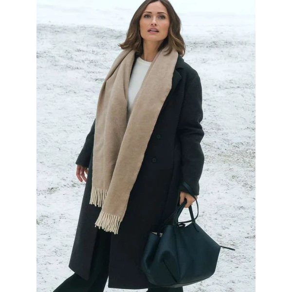 Champagne Problems 2025 Minka Kelly Black Trench Coat