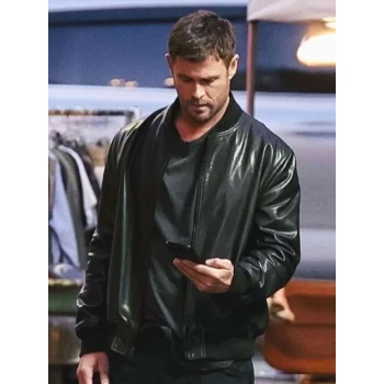 Chris Hemsworth Crime 101 Bomber Leather Jacket