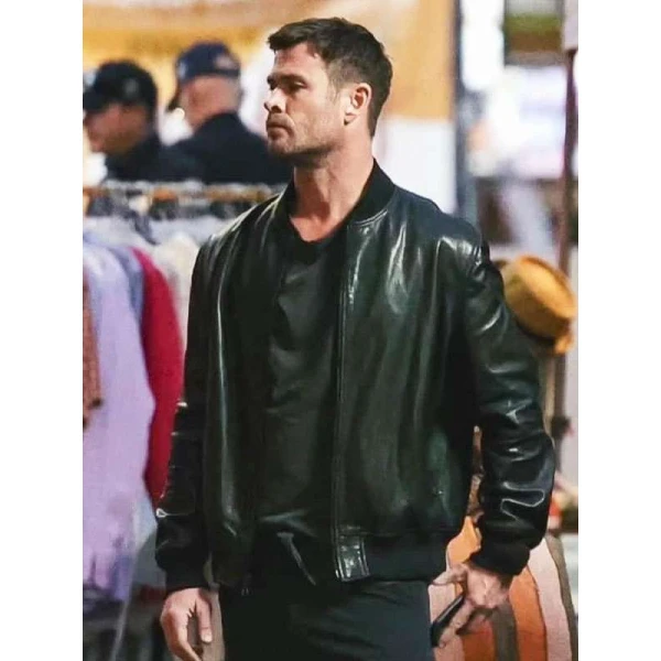 Chris Hemsworth Crime 101 Bomber Leather Jacket