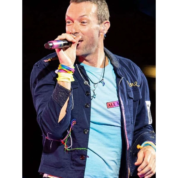 Chris Martin Coldplay Concert 2025 Blue Jacket