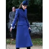 Christmas Day Service Kate Middleton Blue Trench Coat