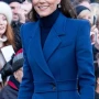 Christmas Day Service Kate Middleton Blue Trench Coat