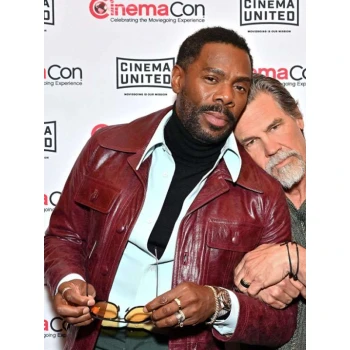 Colman Domingo The Running Man Maroon Leather Jacket