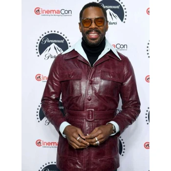 Colman Domingo The Running Man Maroon Leather Jacket