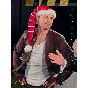 Craig Geoghan Finding Mr. Christmas Brown Leather Jacket