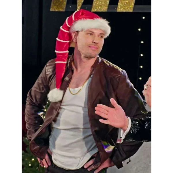 Craig Geoghan Finding Mr. Christmas Brown Leather Jacket