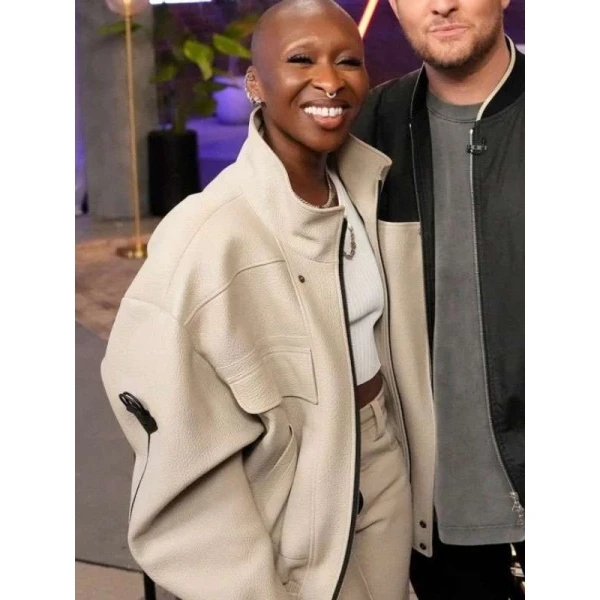 Cynthia Erivo Access Hollywood 2025 Leather Jacket Cynthia Erivo Access Hollywood 2025 Leather Jacket
