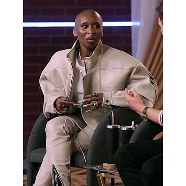 Cynthia Erivo Access Hollywood 2025 Leather Jacket Cynthia Erivo Access Hollywood 2025 Leather Jacket